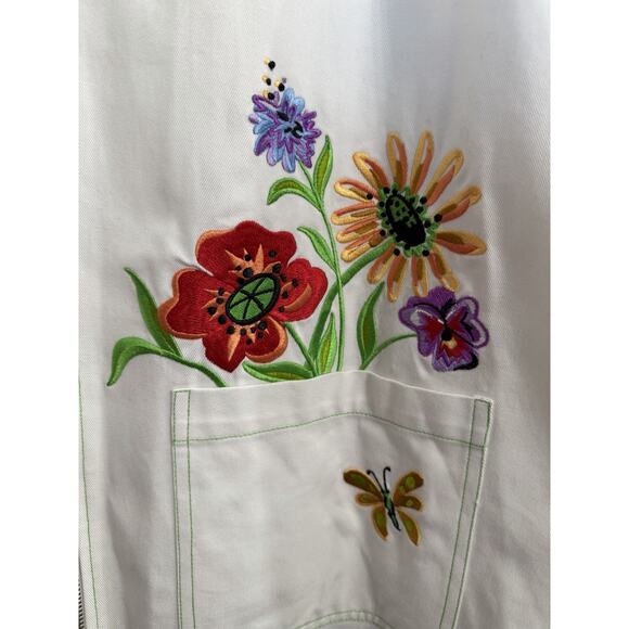 Bob Mackie | Wearable Art Embroidered Floral Hummingbird Full Zip Jacket- 1X - Picture 4 of 9